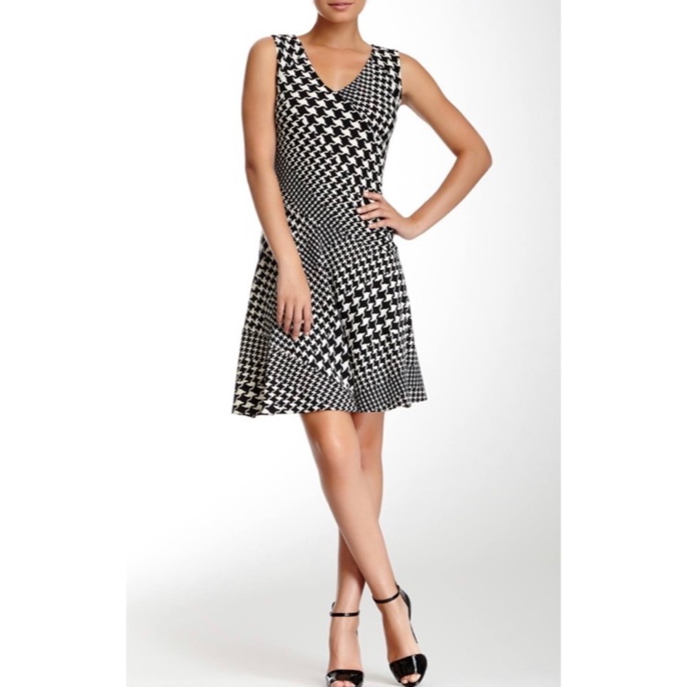Taylor Houndstooth Fit & Flare Dress Sz 8